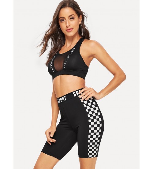 Checked Side Letter Cycling Shorts