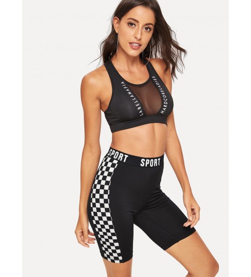 Checked Side Letter Cycling Shorts