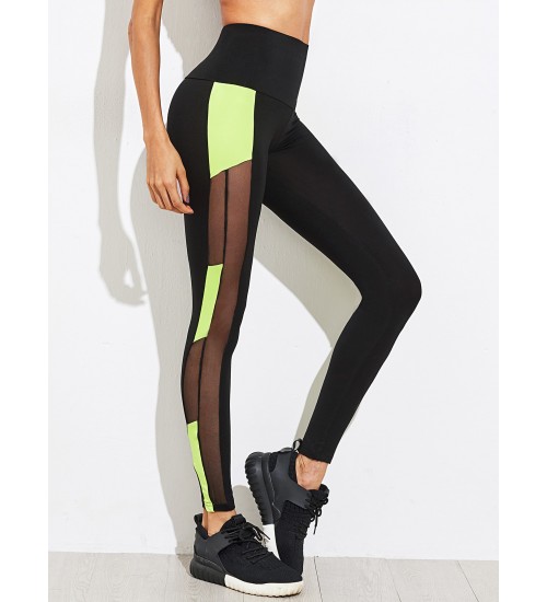 Two Tone Mesh Insert Leggings