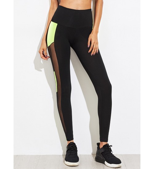 Two Tone Mesh Insert Leggings