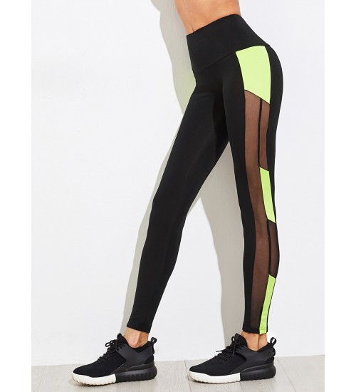 Two Tone Mesh Insert Leggings