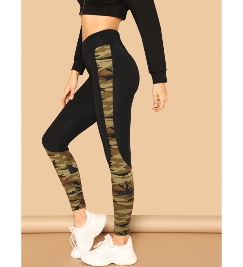 Wide Waist Camo Print Leggings