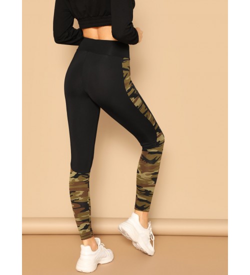 Wide Waist Camo Print Leggings