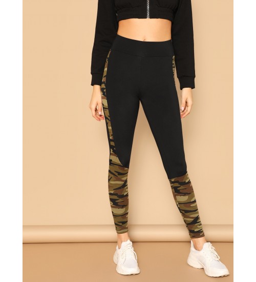 Wide Waist Camo Print Leggings