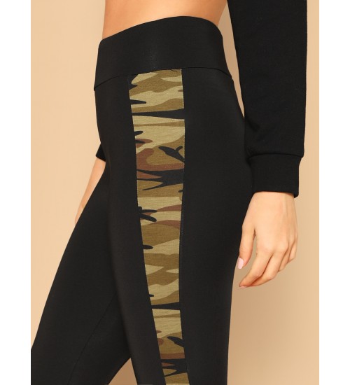 Wide Waist Camo Print Leggings