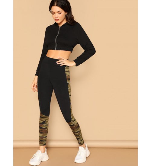 Wide Waist Camo Print Leggings