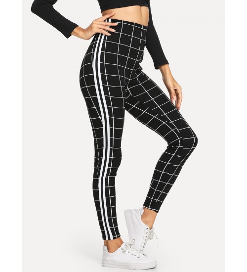 Striped Side Grid Leggings