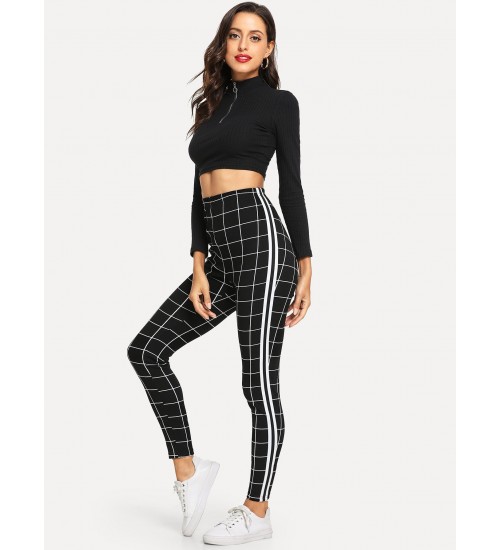 Striped Side Grid Leggings