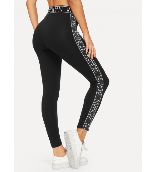 High Waist Letter Leggings