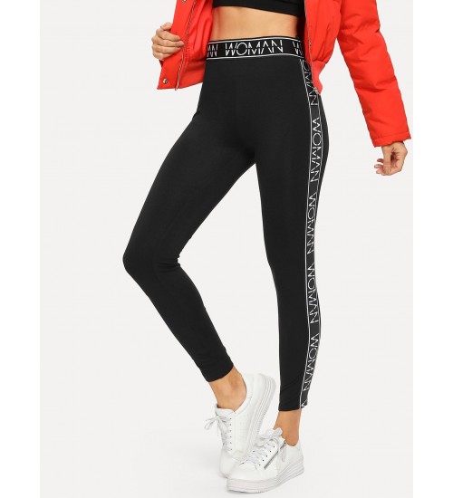 High Waist Letter Leggings