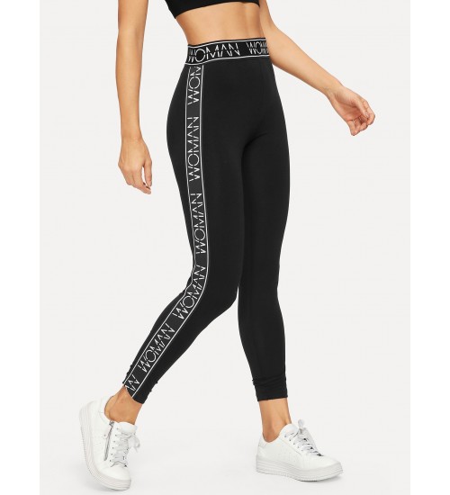 High Waist Letter Leggings