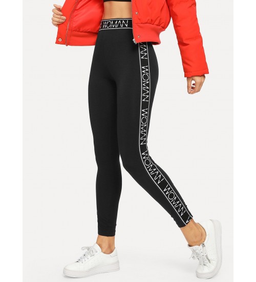 High Waist Letter Leggings