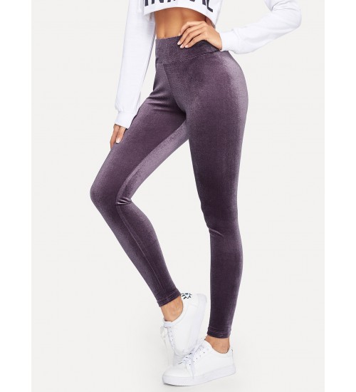 Wide Waistband Velvet Legging