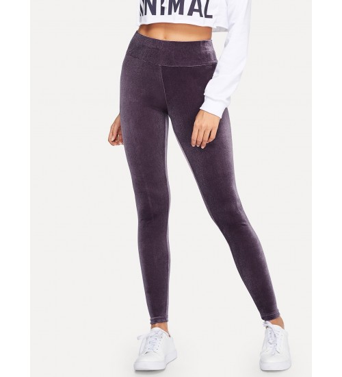 Wide Waistband Velvet Legging