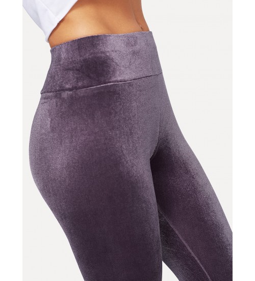 Wide Waistband Velvet Legging