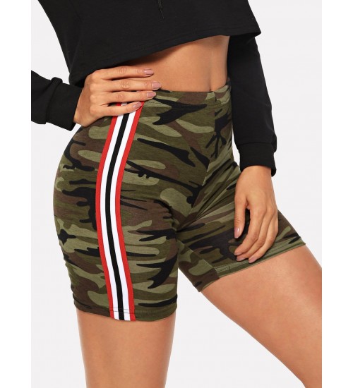 Striped Side Camo Cycling Shorts