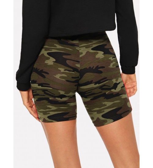 Striped Side Camo Cycling Shorts