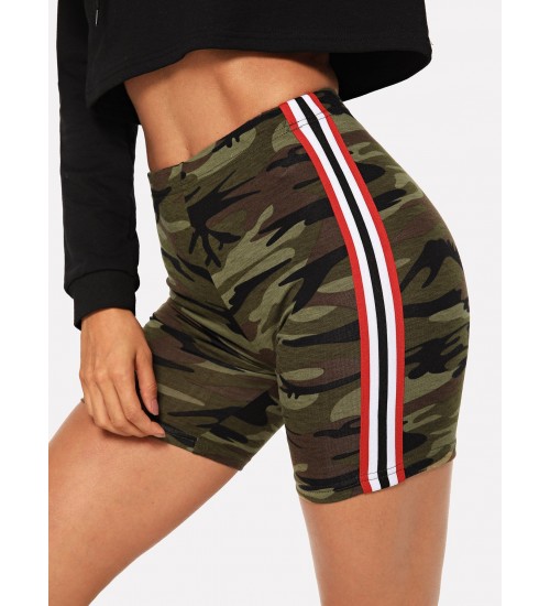 Striped Side Camo Cycling Shorts