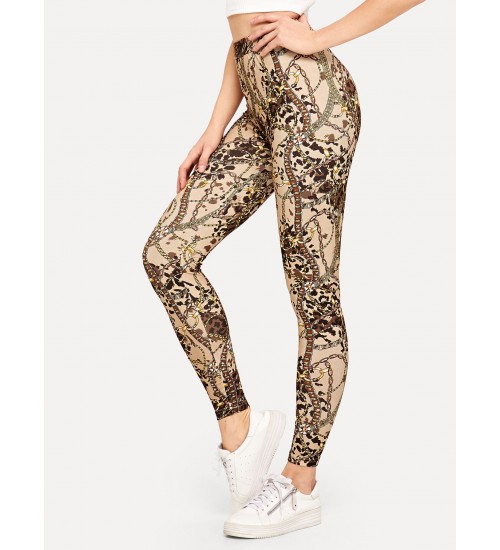 Leopard and Chain Print Leggings