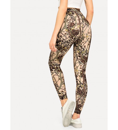 Leopard and Chain Print Leggings