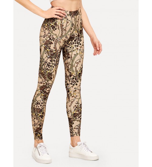 Leopard and Chain Print Leggings