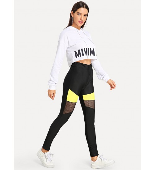 Color Block Mesh Insert Leggings