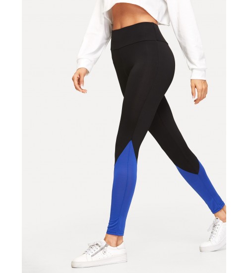 Colorblock Wide Waistband Leggings